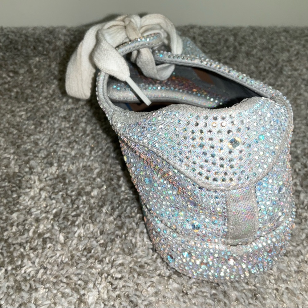 Women's Bling Rhinestone Shiny Sneakers - Silver Sz 9 - Picture 14 of 14